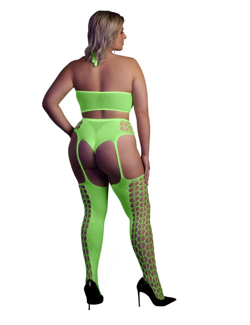 Two Piece with Crop Top and Stockings  XL/XXXXL