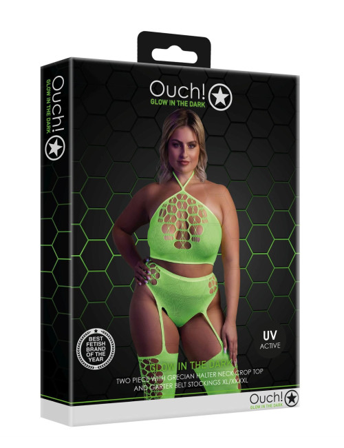 Two Piece with Crop Top and Stockings  XL/XXXXL