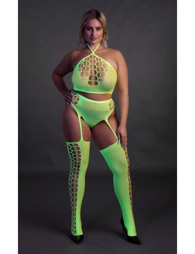 Two Piece with Crop Top and Stockings  XL/XXXXL