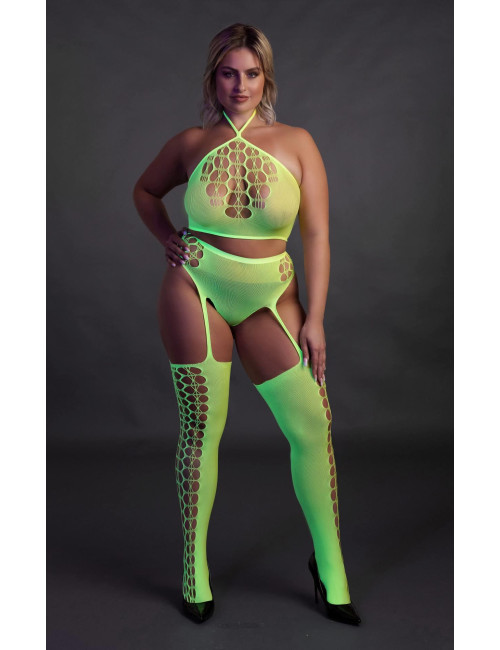 Two Piece with Crop Top and Stockings  XL/XXXXL