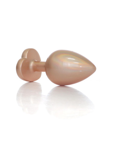 Plug-Jewellery Pearl Gold Heart PLUG- Clear L