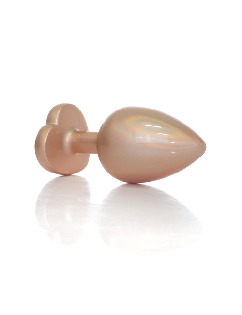 Plug-Jewellery Pearl Gold Heart PLUG- Clear L