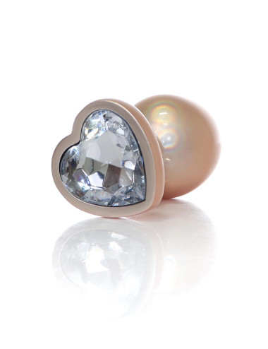 Plug-Jewellery Pearl Gold Heart PLUG- Clear L