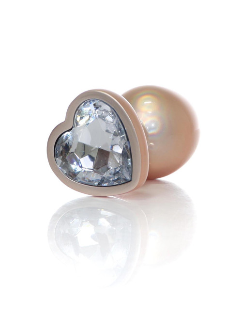 Plug-Jewellery Pearl Gold Heart PLUG- Clear L
