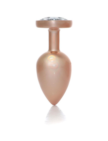 Plug-Jewellery Pearl Gold Heart PLUG- Clear L