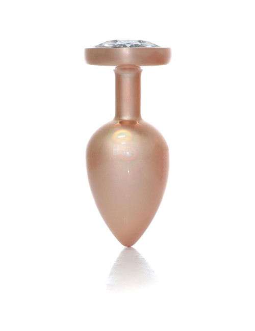 Plug-Jewellery Pearl Gold Heart PLUG- Clear L