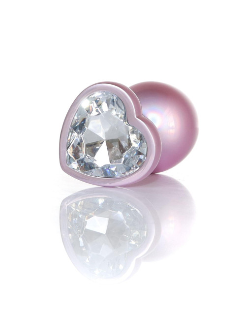 Plug-Jewellery Pearl Pink Heart PLUG- Clear L