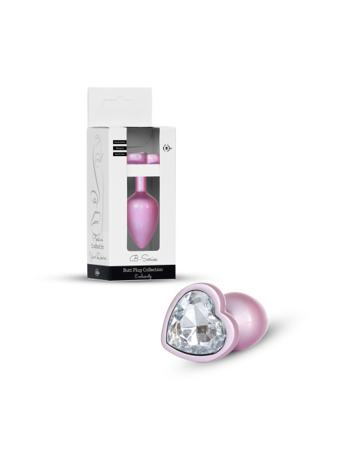 Plug-Jewellery Pearl Pink Heart PLUG- Clear L