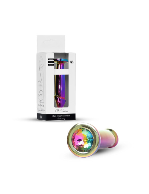 Plug-Jewellery Multicolour Analny Plug ze Stali Nierdzewnej - Biżuteria Analna z Diamentem, 12 cm