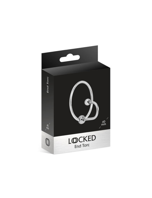 LOCKED END TORC 40 MM T2 - Pierścień na żołądź bez wibracji ze stali nierdzewnej