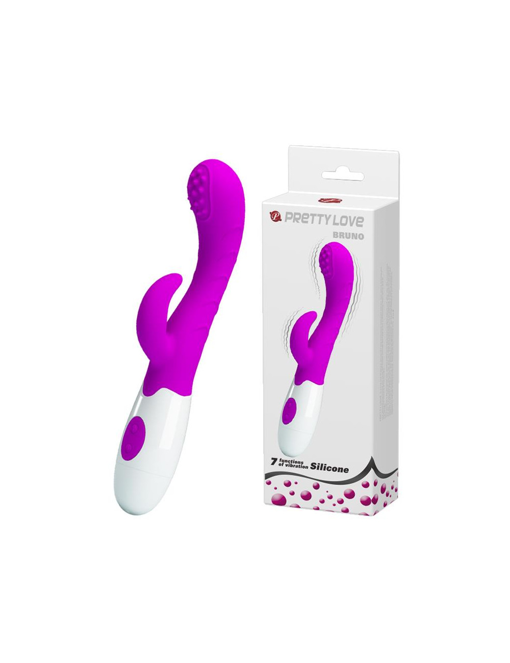 Pretty Love Bruno - Wibrator silikonowy Punkt G, 7 funkcji, 20 cm, bezpieczny dla ciała