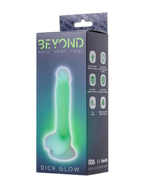 Dick Glow Green 13cm - dildo żelowe świecące w ciemności, bezpieczny silikon - zabawki erotyczne