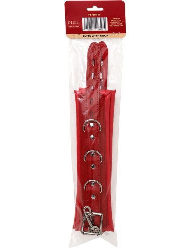 Fetish Fever - Cuffs with chain - Red