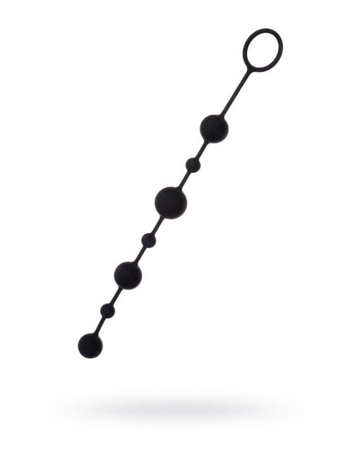 Koraliki analne A-TOYS Coron - anal beads - silikonowe, 7 kulek, czarne, dl. 39,5 cm - Zabawki Analne
