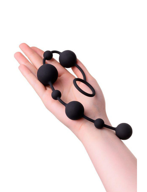 Silikonowe koraliki analne A-TOYS Coron Czarne 39,5 cm