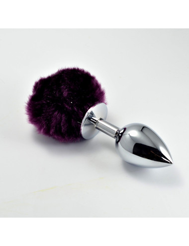 Pompon Metal Plug Small Purple - Zabawki analne, wtyczka analna z pomponem, biżuteria analna, bezniklowy