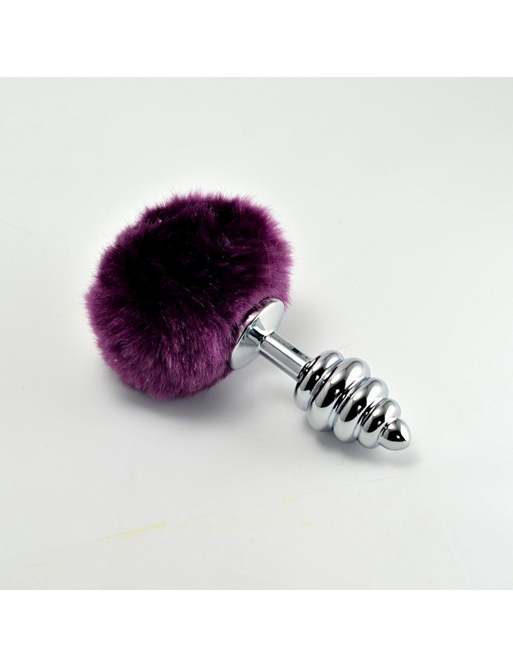 Spiral Pompon Metal Plug Purple - wtyczka analna spiralna, zabawki analne, biżuteria analna, bez niklu