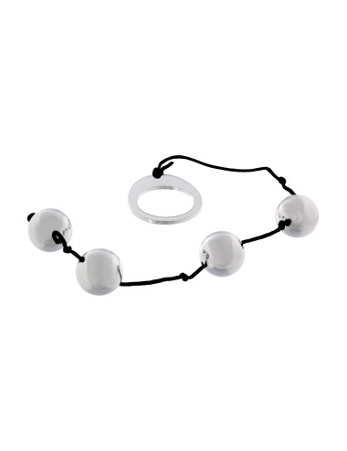 Heavy Metal Anal Beads Metal - Zabawki Kulki analne bez wibracji stalowe, 4 sztuki na sznurku