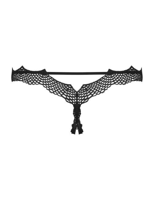 Obsessive Bravelle Otwarte Czarne Stringi L/XL
