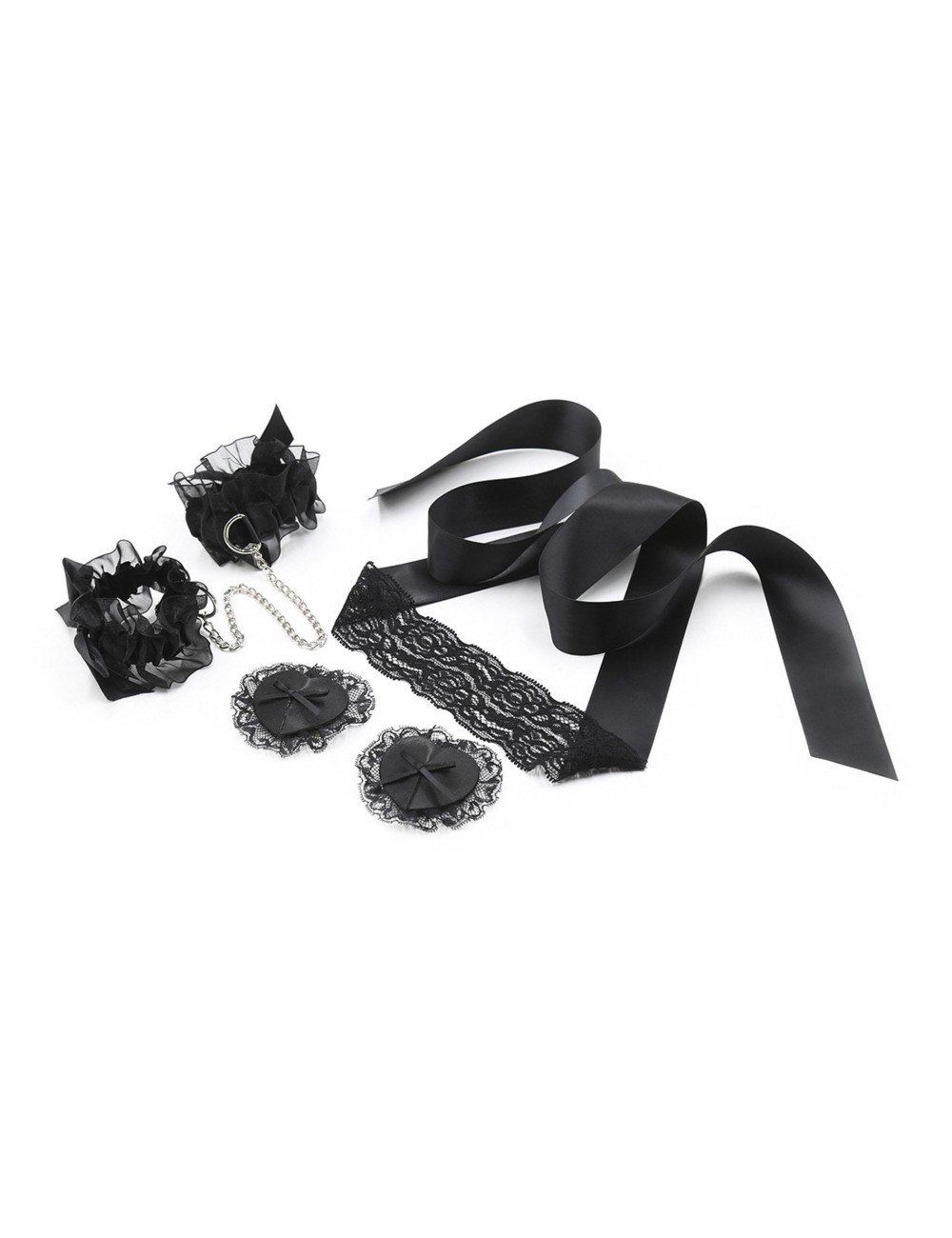 Crushious Lace Me Up - Czarny Koronkowy Komplet Bielizny