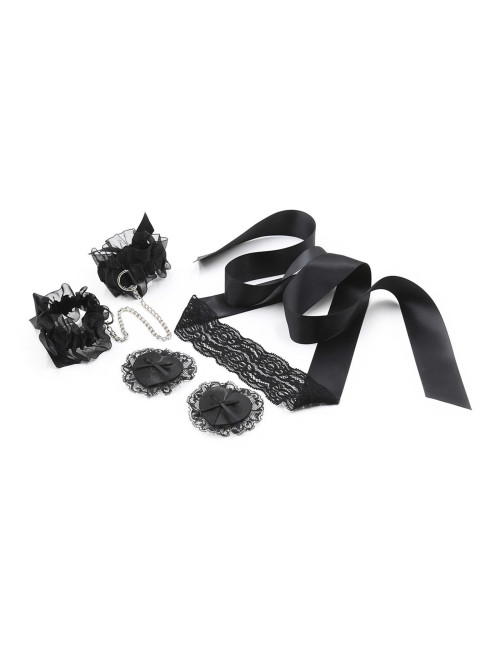 Crushious Lace Me Up - Czarny Koronkowy Komplet Bielizny
