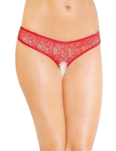 SoftLine Collection G-String 2446 Czerwone Koronkowe Stringi M/L