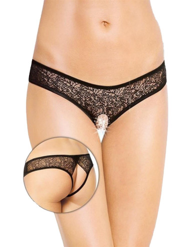 SoftLine Collection G-String 2446 Czarne Koronkowe Stringi S/M