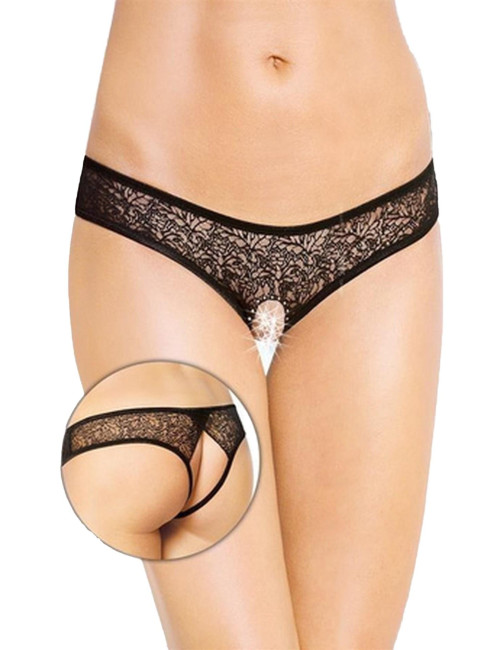 SoftLine Collection G-String 2446 Czarne Koronkowe Stringi S/M