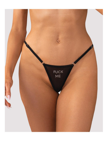 Obsessive Me Otwarte Czarne Stringi L/XL