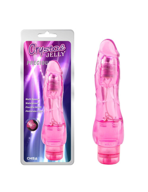 Precious-Pink Żelowy Wibrator z Realistyczną Głowicą - Wodoodporny, Wielostopniowe Wibracje