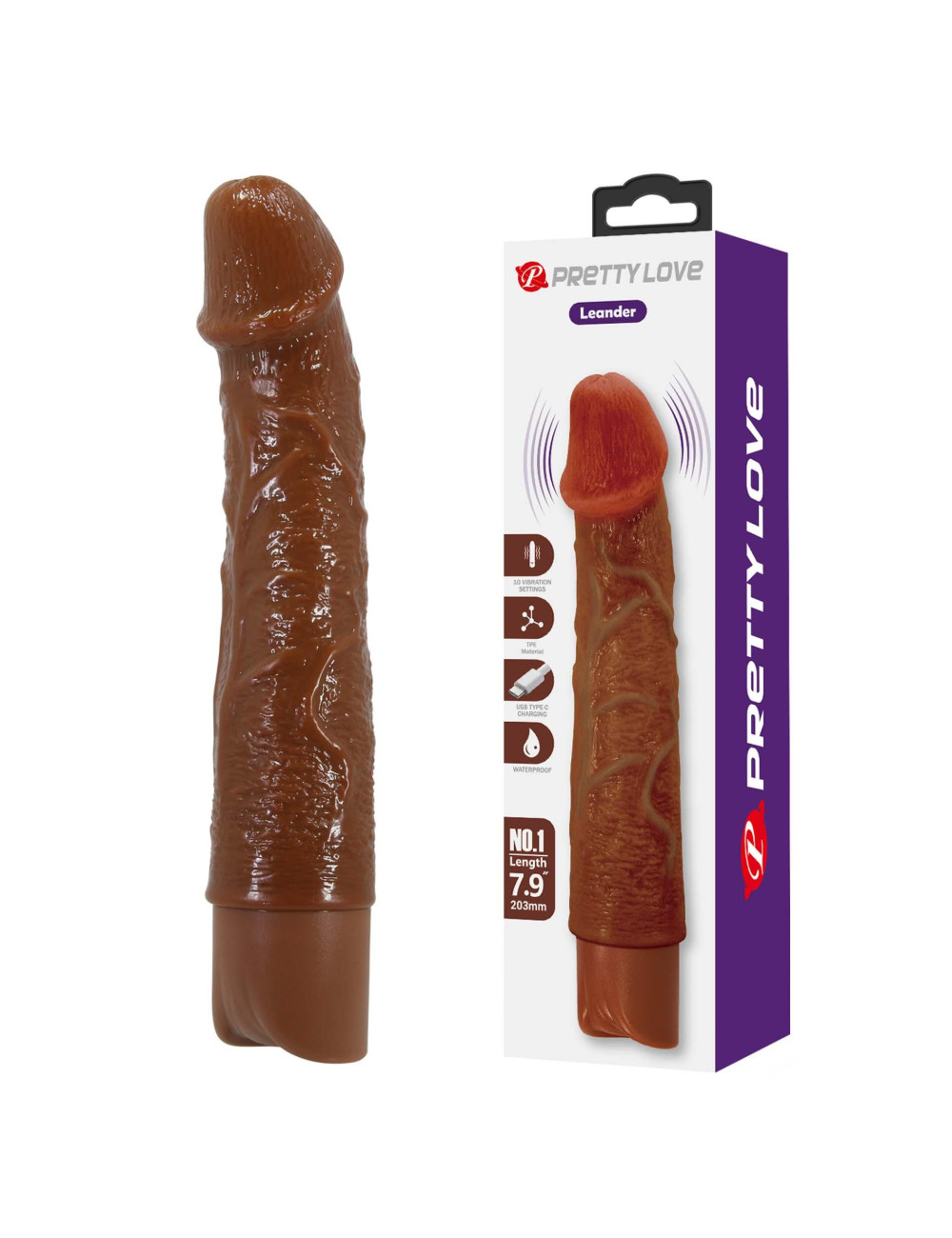 Pretty Love Leander Realistic Vibrating Dildo (Brown Edition)