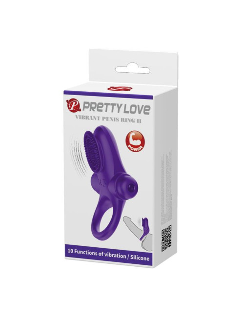Fioletowy Pierścień Erekcyjny z Wibracją Pretty Love II