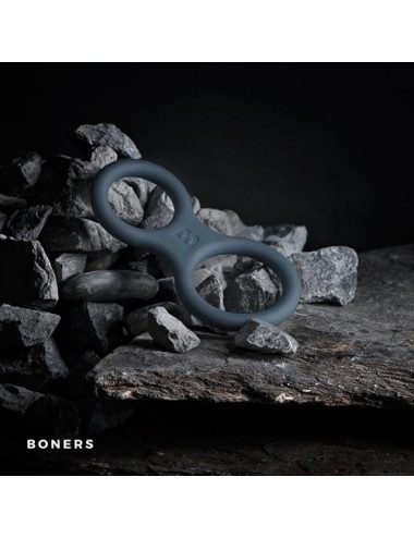 Boners Silicone Cock Ring And Ball Stretcher - Grey