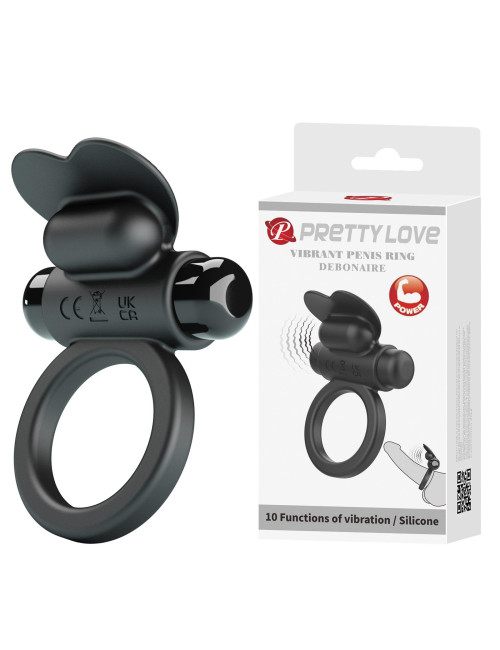 PRETTY LOVE VIBRANT PIERŚCIENIE EREKCJI Z WIBRACJĄ DEBONAIRE Black – 10 funkcji