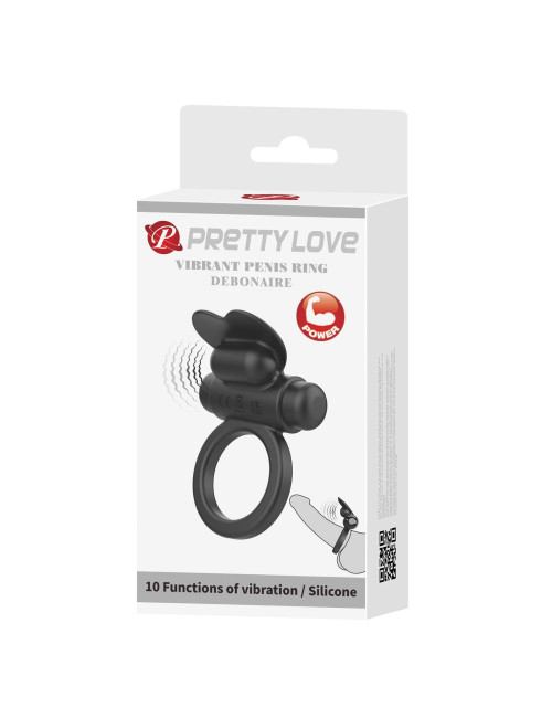 PRETTY LOVE VIBRANT PIERŚCIENIE EREKCJI Z WIBRACJĄ DEBONAIRE Black – 10 funkcji