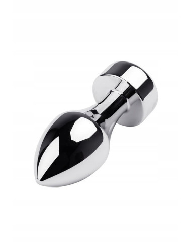 Silver anal plug TOYFA Metal with white round-shaped gem