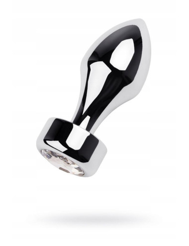 Silver anal plug TOYFA Metal with white round-shaped gem
