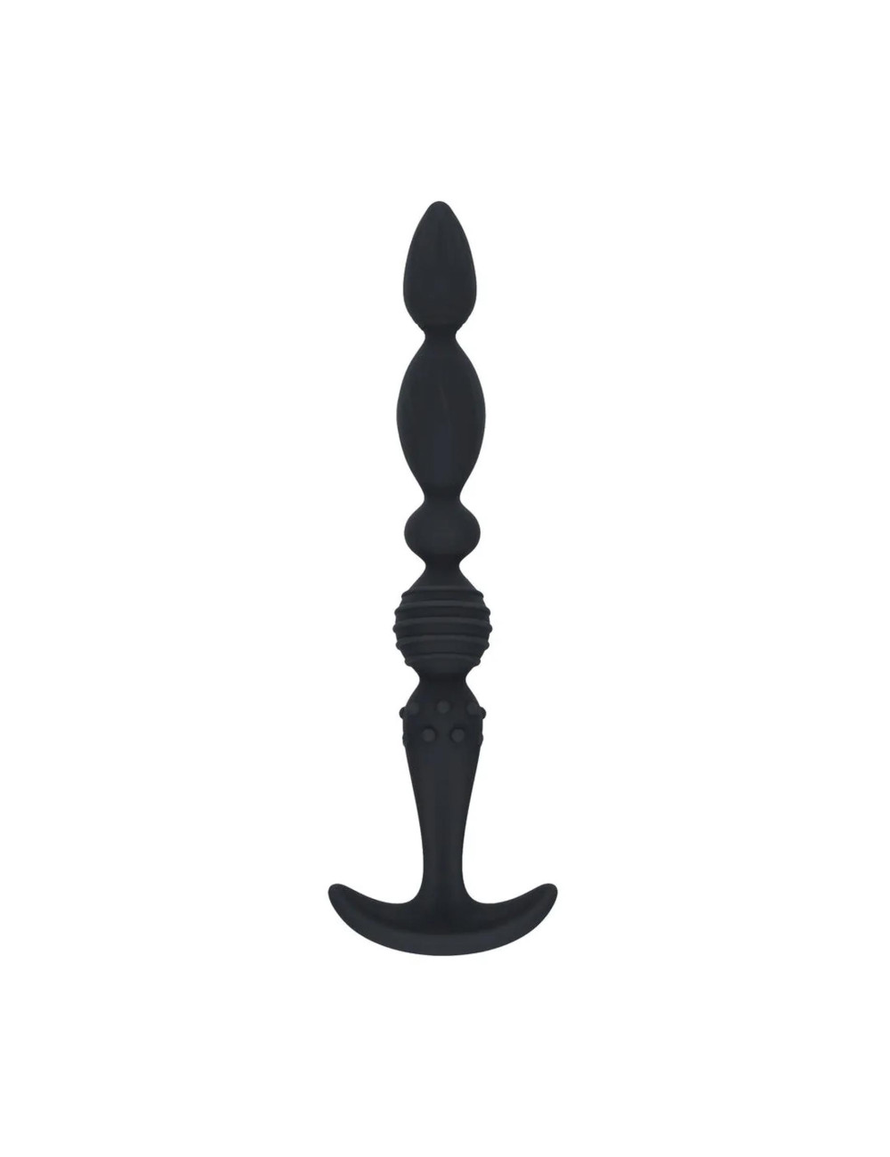 Multi Textured Silicone Flared Anal Probe - Black