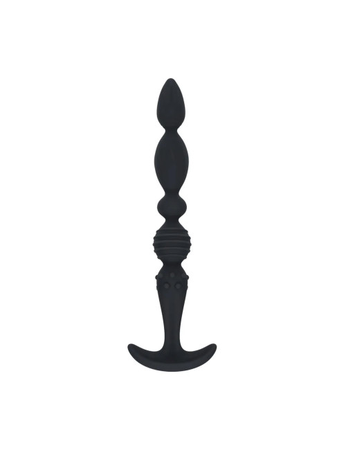 Multi Textured Silicone Flared Anal Probe - Black