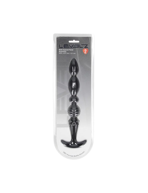 Multi Textured Silicone Flared Anal Probe - Black