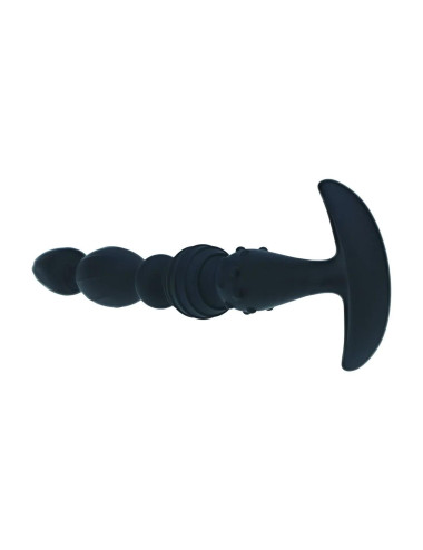 Multi Textured Silicone Flared Anal Probe - Black
