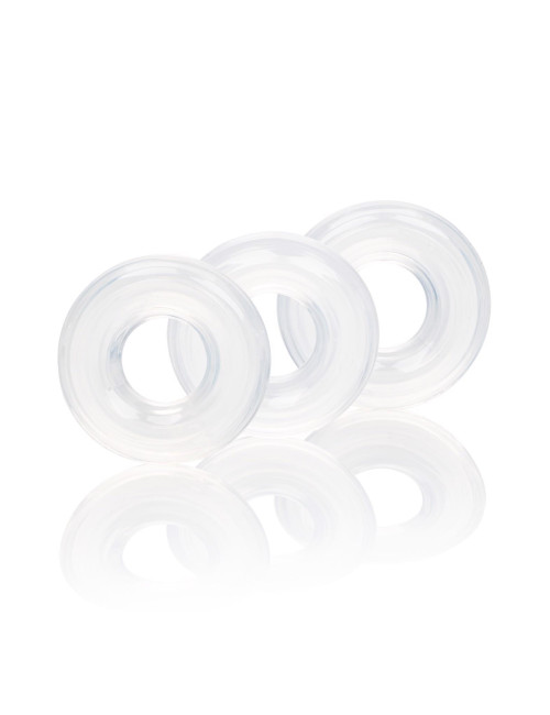 3 Stacker Rings Transparent – Zestaw pierścieni silikonowych bez wibracji, średnica 2 cm