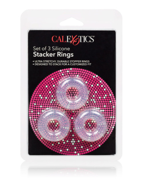 3 Stacker Rings Transparent – Zestaw pierścieni silikonowych bez wibracji, średnica 2 cm