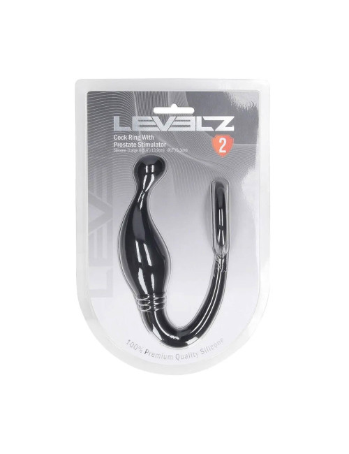 Pierścień erekcyjny silikonowy z prostatą – bez wibracji, Level 2, L, czarny