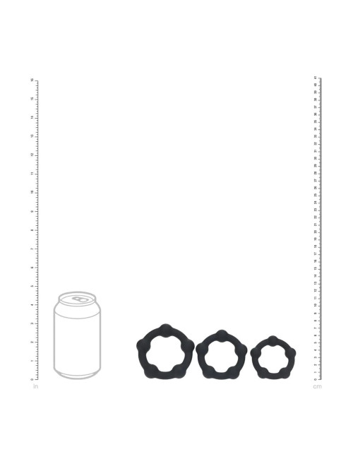 Beaded Silicone Cockring Set of 3 - S/M/L - Black