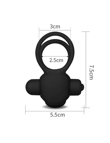 Power Clit Duo Silicone Cockring Black