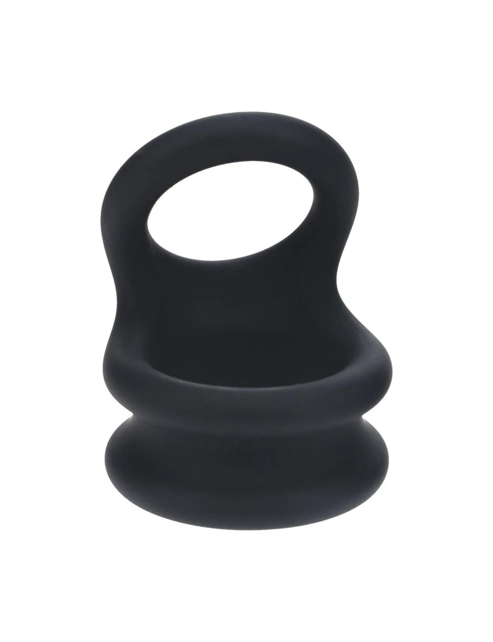 Wide Double O Silicone Cockring - L - Black