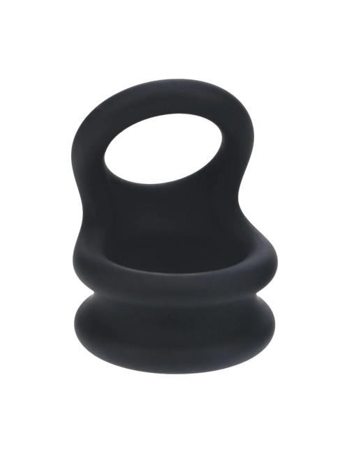 Wide Double O Silicone Cockring - L - Black