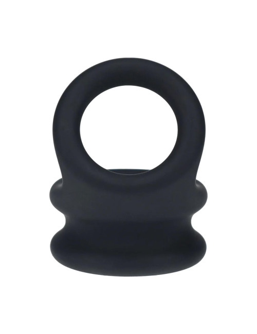 Wide Double O Silicone Cockring - L - Black