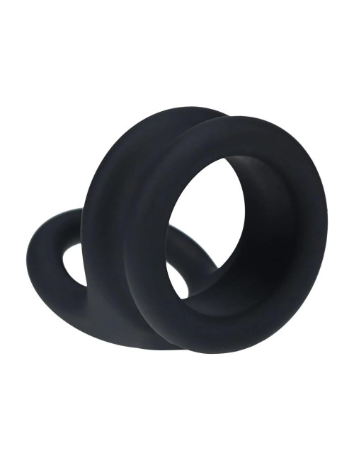 Wide Double O Silicone Cockring - L - Black